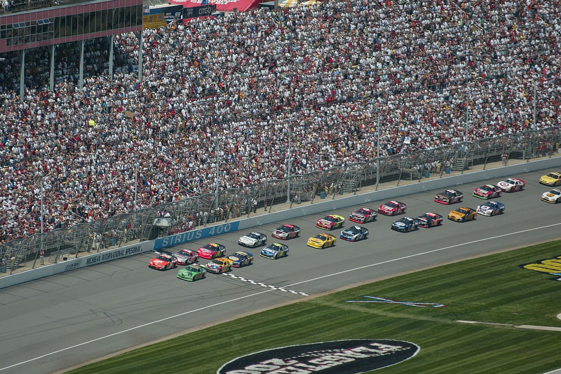Aerial view of the start of the Sirius 400 at Michigan International Speedway in Brooklyn, MI. Source: Getty